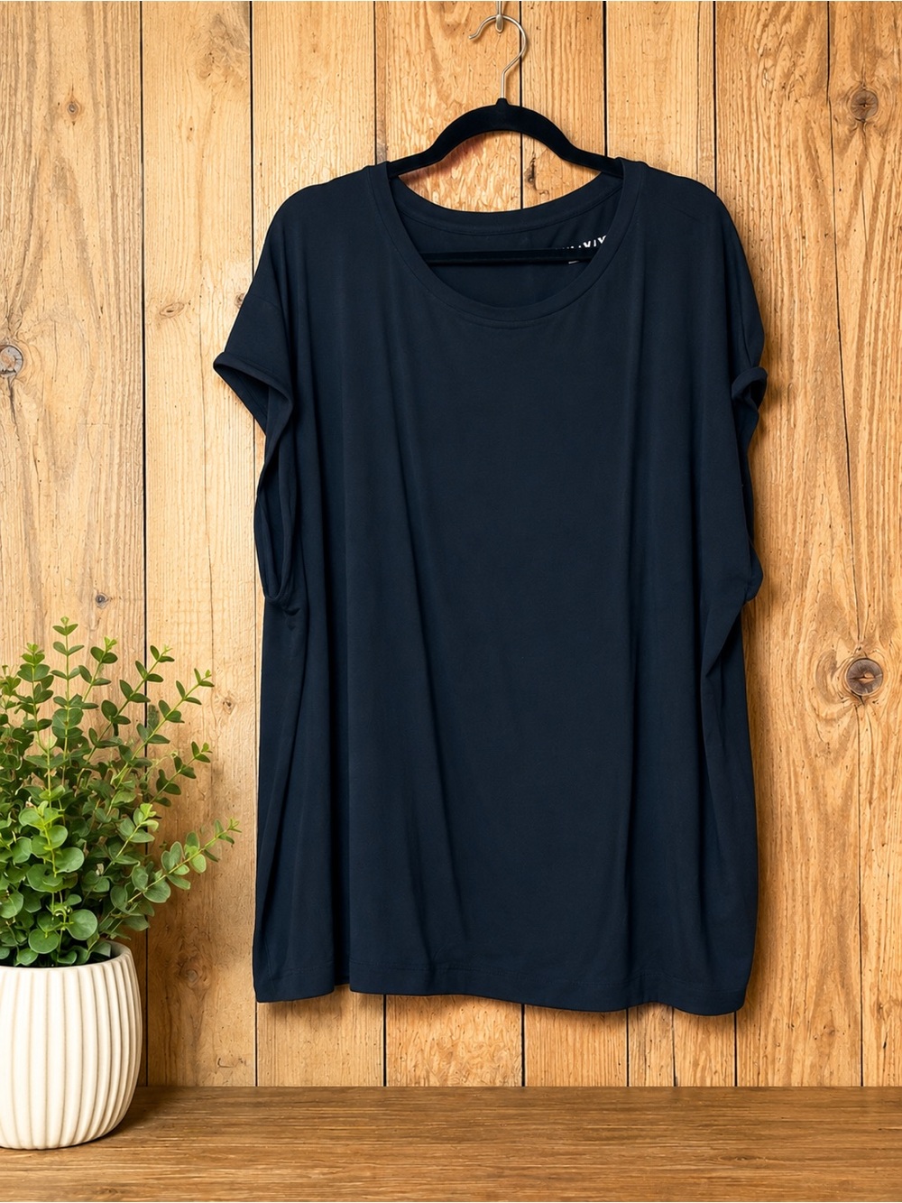 Ava & Viv Black Short-Sleeve Relaxed Crew Neck Tee